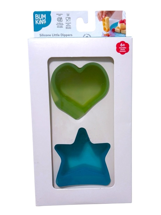 Bumkins Other - Bumkins Silicone Little Dippers (2-Pack) – Heart & Star Dip Bowls for Babies